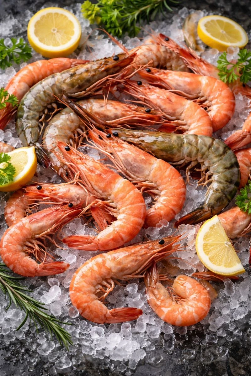 Shrimps and prawns (not in airtight container)